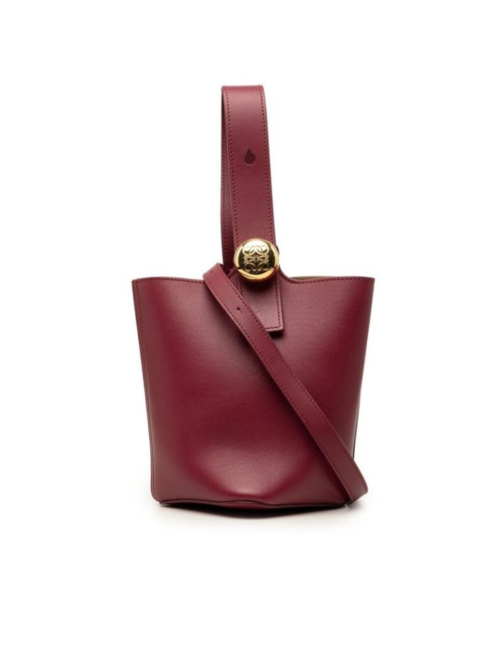 Loewe Pebble Bucket Mini 2-Way Shoulder Bag Purple Leather